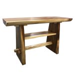 A photo of a wooden bench.